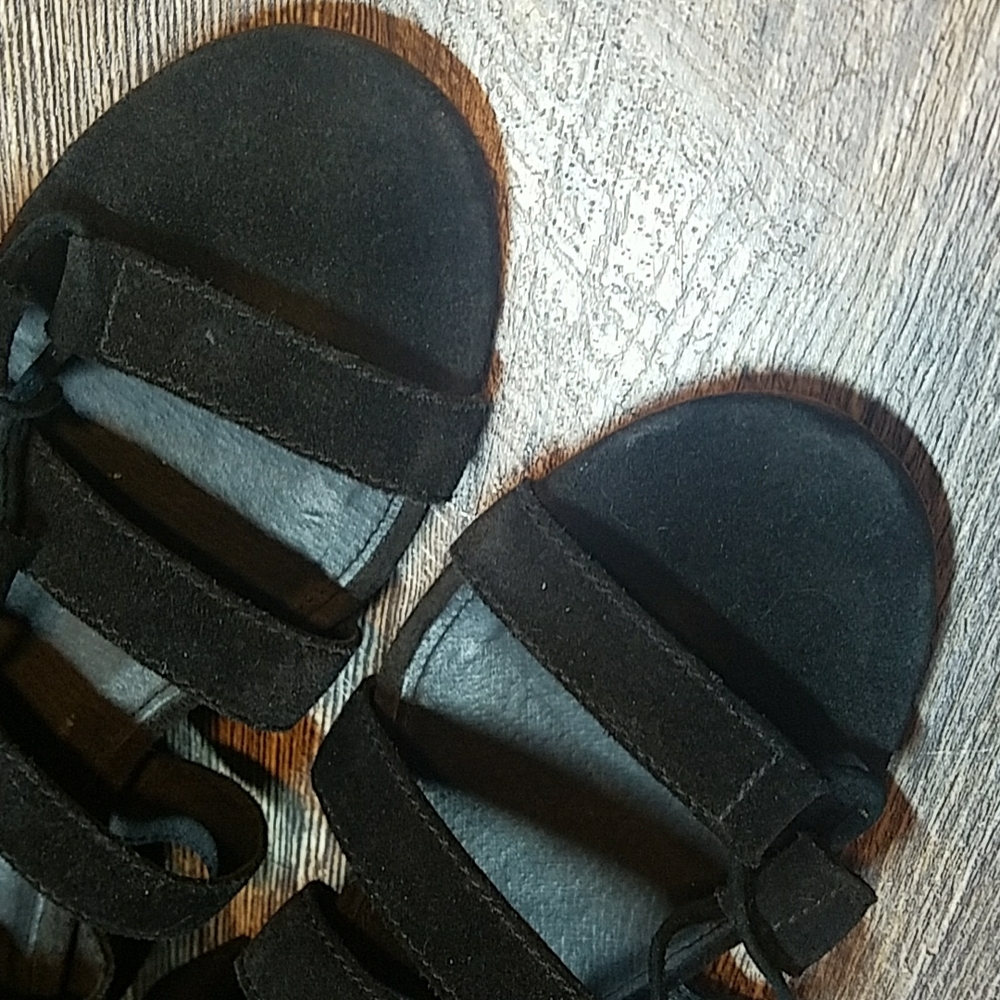 FRYE  Size 10 Gladiator Sandal Black Leather Lace up Short heel - Picture 15 of 16